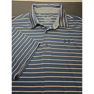 Under Armour The Playoff Polo Mens XL Blue with Pink Stripe Golf Shirt